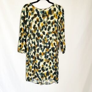 🟢Zara Printed Dot 3/4 Sleeve Shift Back Zip Dress S